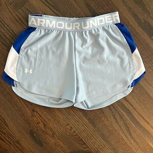 Under Armour gym shorts. Blue & white. XS